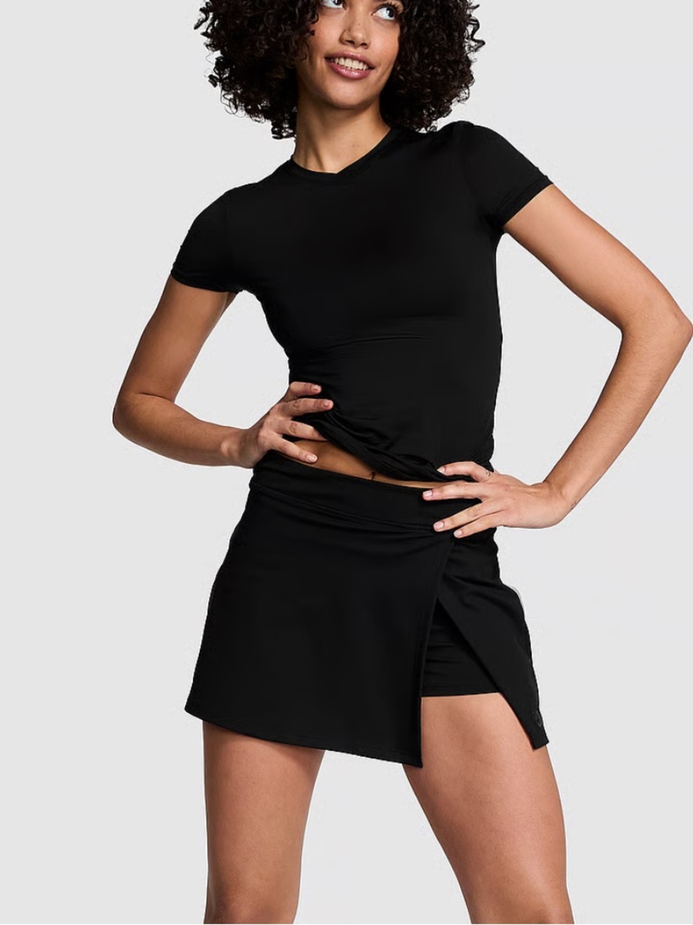 PINK Victoria's Secret Black base stretch Short Sleeve Crew Tee XL